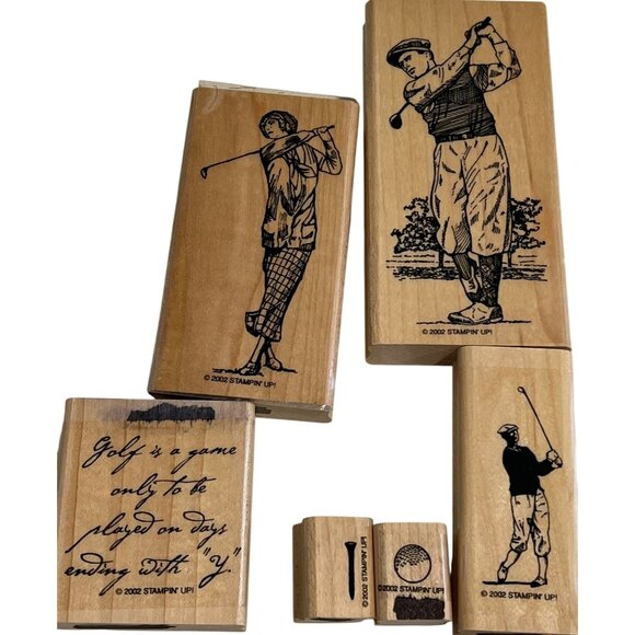 Stampin Up! "On the Green" Golf-Themed Rubber Stamps Set Of 8 - Picture 1 of 2